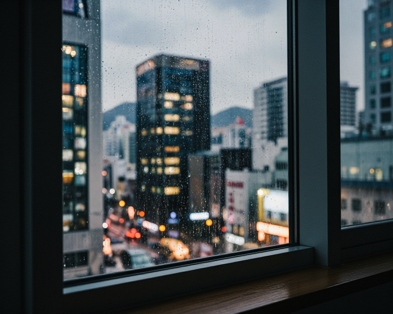 A reflective view of the financial district