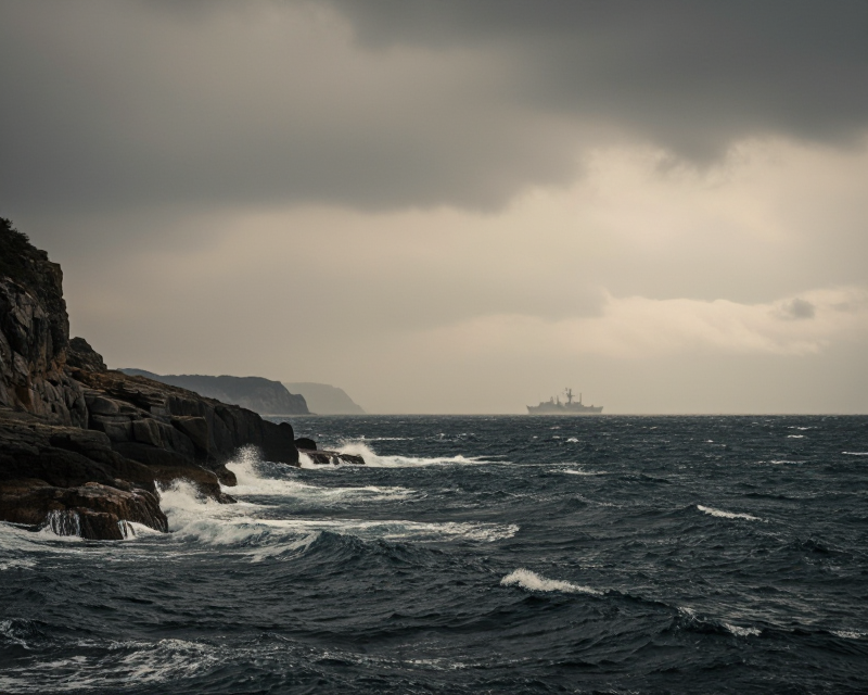 Cinematic atmosphere of geopolitical tension